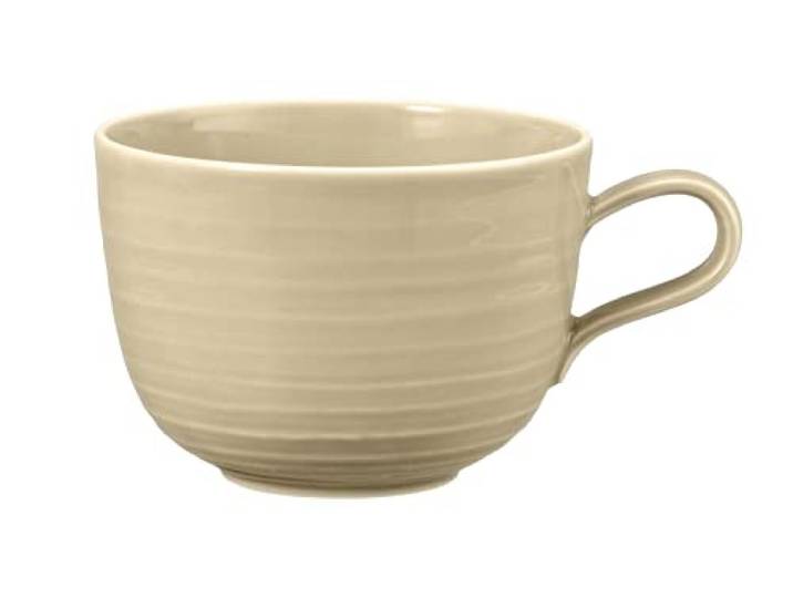 Seltmann Weiden Terra Milchkaffeetasse, 400 ml, Cappuccinotasse mit spiralförmigem Relief, Spülmaschinen- und mikrowellenfest, Porzellan, Sandbeige
