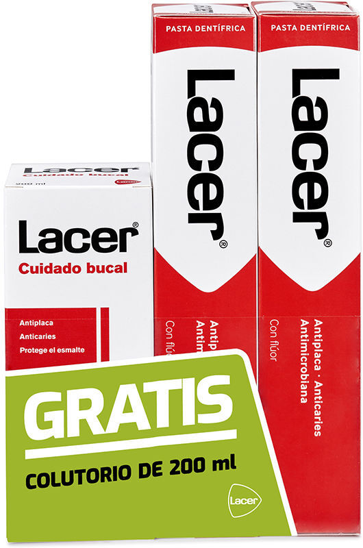 Lacer Pack Dentifrice 2 x 125 ml + bain de bouche 200 ml