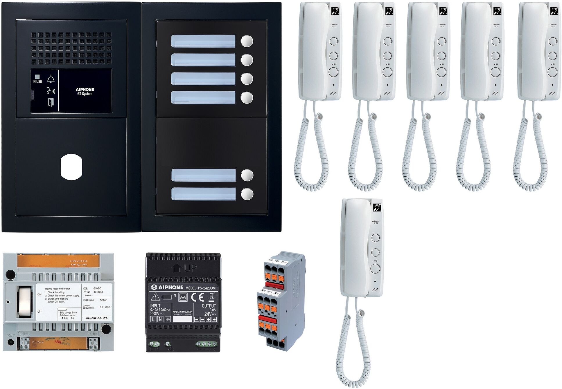 Pack audio 6 post complet noir AIPHONE 200449 Noir satin