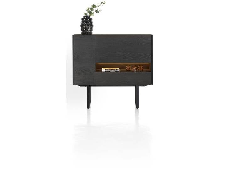 XOOON Modali Highboard + LED, 1 Tür Eichenfurnier/Metall 130x120