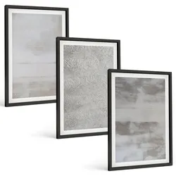 BILDER SET 3er Set - 40x60 cm Schwarzer Rahmen - Moderne minimalistische Texturen