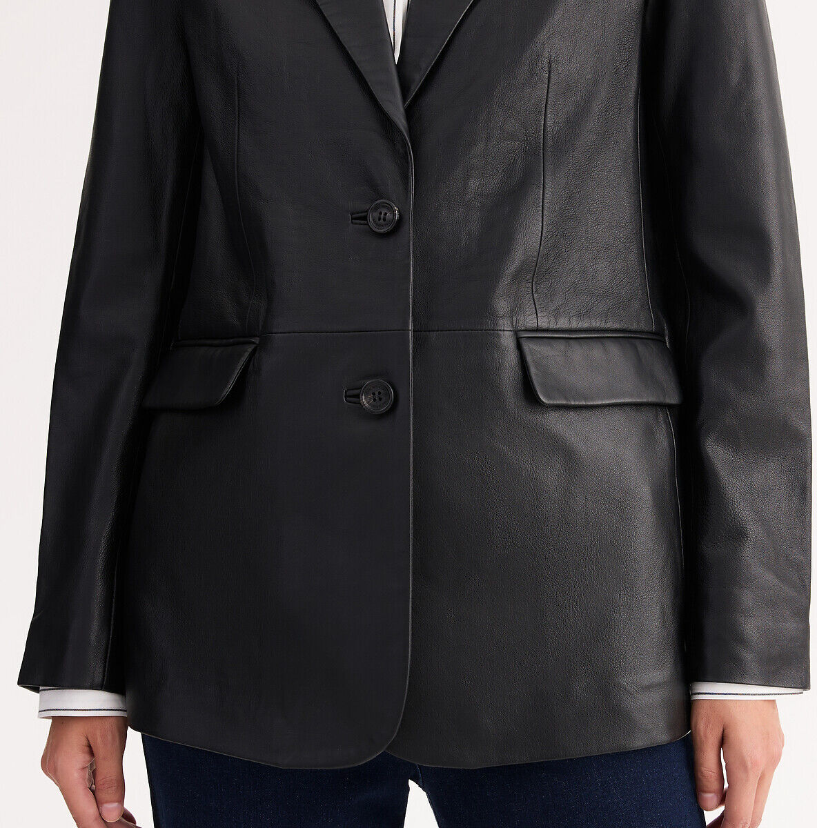 ANNE WEYBURN Blazer coupe droite, en cuir d'agneau