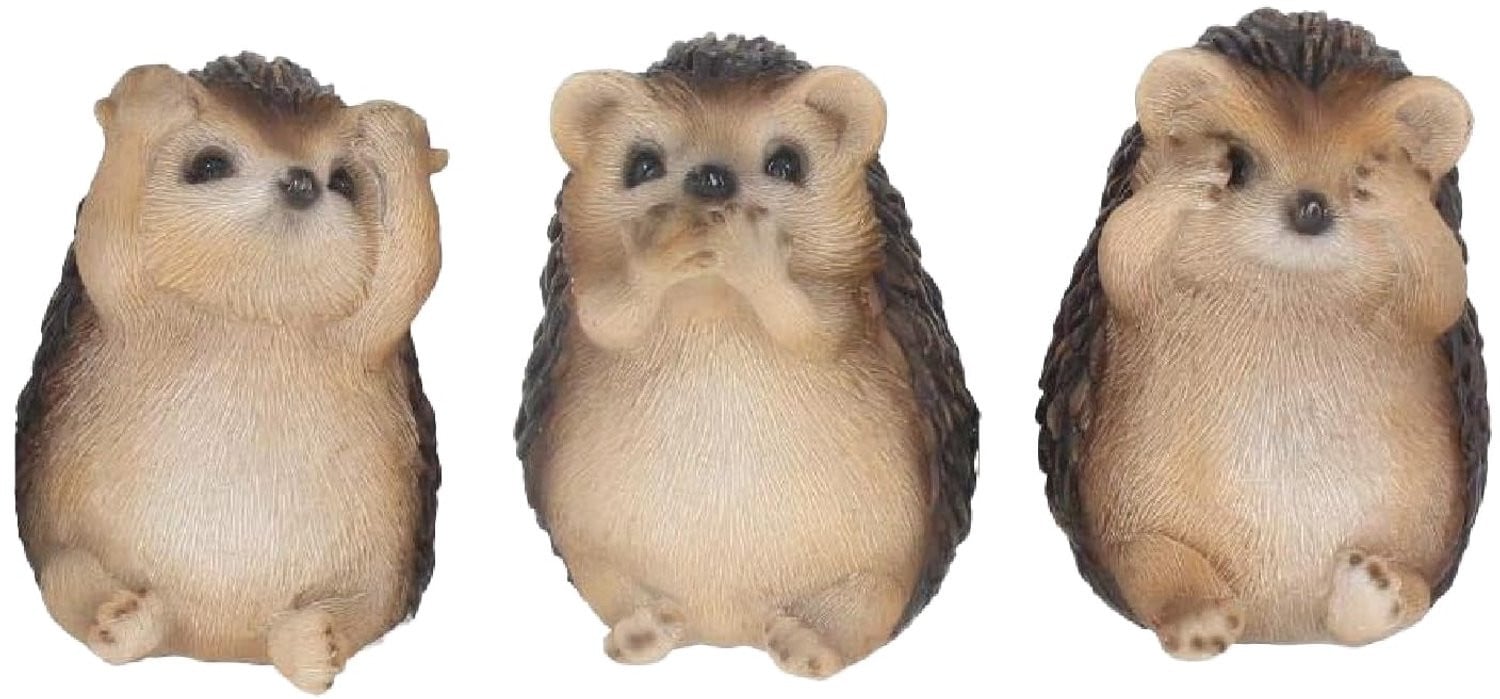 Drie Wijze Egels Beeldje Bruin 9 cm