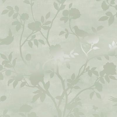 Vliestapete LAURA ASHLEY "Eglantine Silhouette", grün, B:0,52m L:10m, Vlies, Tapeten, FSC zertifiziert, mit lebhaftem Druck, 10 Meter Länge