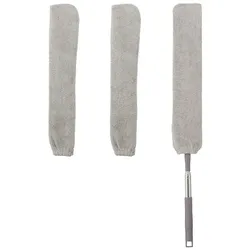 Relaxdays Flacher Staubwedel mit Teleskopstange Grau,Silber