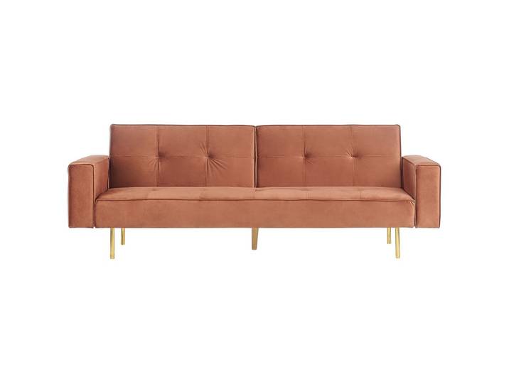 3-SITZER-SCHLAFSOFA Samtstoff goldbraun Visnes