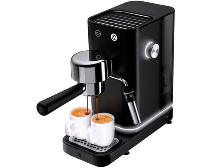 WMF Lumero Espressomaschine Siebträger 1350 Watt, Siebträgermaschine, 3 Einsätzen, für 1-2 Tassen Espresso, auch für Pads, 15 bar, Tassenabstellfläche, Milchaufschäumdüse, schwarz