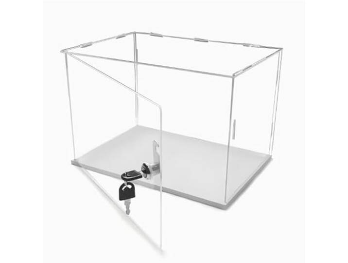 Acryl Vitrine Stapelbare Acrylvitrine mit Schloss und Schlüssel, Staubdichte Transparente Acrylbox für Spielzeug-Bastelarbeiten, Aufbewahrungsschrank zum Selbstaufbau für Zuhause(35x30x35cm(14 x12 x14