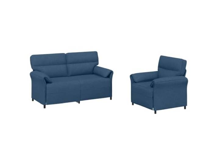 PUGYNBK Rechteckiges 2-teiliges Sofa, blau, mit Metallgestell und Stoff Schaumfüllung, geschwungene Armlehnen, einfache Montage, langlebiger Metallrahmen, Verwendung im Wohnzimmer
