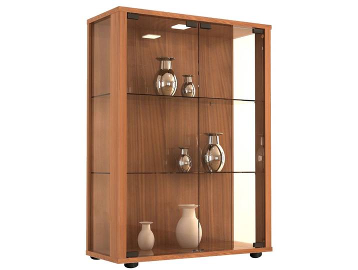 VCM Standvitrine SINTALO, nussbaum, Holznachbildung