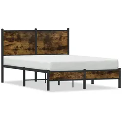 vidaXL Metallbett ohne Matratze Räuchereiche 120x200 cm