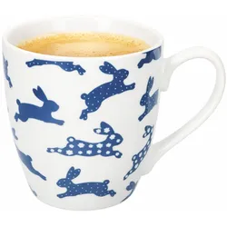 Jumbobecher Tom 400ml Ø10,1cm Porzellan Tee Tasse Hasen blau Ostern Geschenk