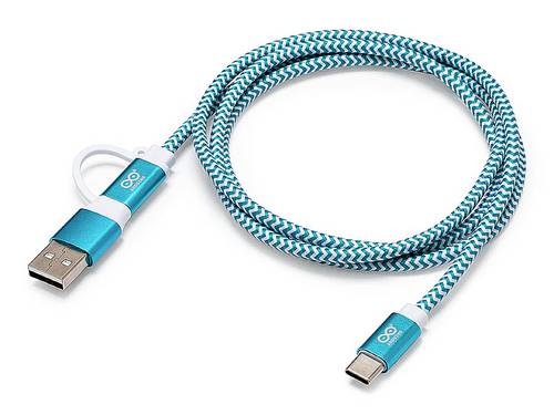 Arduino TPX00094 USB-C Kabel [1x USB-C - 2x USB-C, USB-A] 1m Weiß, Türkis