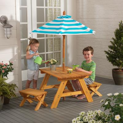 KidKraft Outdoor Table W/ Benches & Umbrella