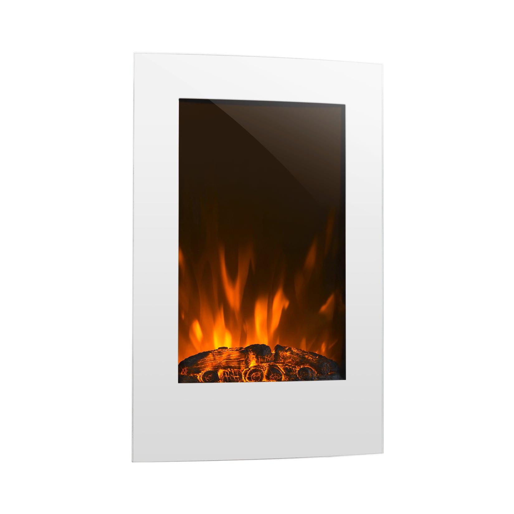 Lausanne Vertical Elektrischer Kamin 1000 oder 2000W Feuerillusion Weiß