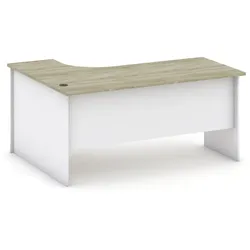 Ergonomischer Eckschreibtisch MIRELLI, 140x120 cm, rechts, weiß/Eiche Sonoma