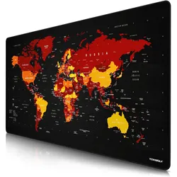 Titanwolf Gaming Mauspad, XXXL Speed Mausmatte 1200 x 600 mm, Geschwindigkeit & Präzision, Weltkarte rot (3XL), Mausmatte, Schwarz