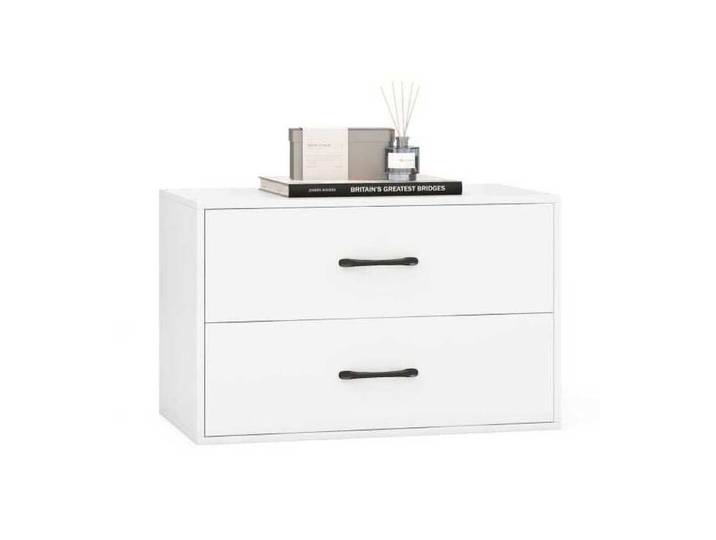 Armoire de rangement empilable à 2 tiroirs armoire de rangement horizontale avec système anti-basculement blanche