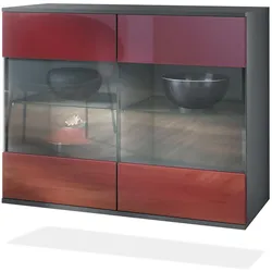 KOMMODE Bari Bordeaux Hochglanz