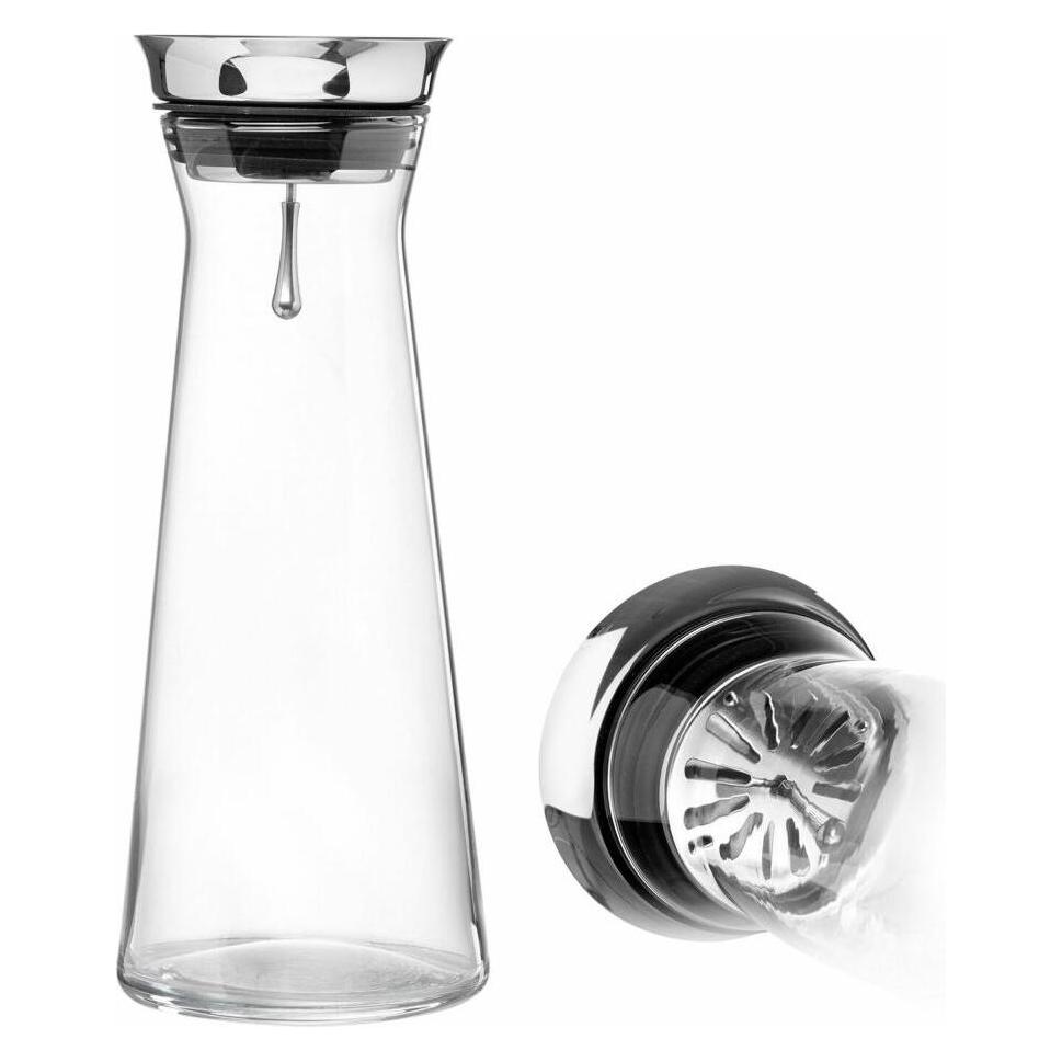 Ritzenhoff & Breker Glaskaraffe NIO, 1,0 Liter spülmaschinengeeignet, Edelstahl-Ausgussdeckel (1 l) (817997)