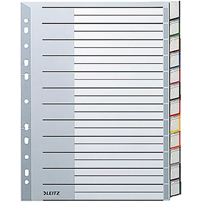 LEITZ Kunststoff-Register, blanko, A4 Überbreite, 12-teilig