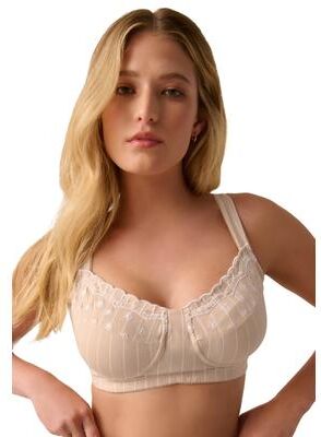 Plus Size Women's Pinstripe Wireless Bra by Comfort Choice in Frappe Stripe Embroidery (Size 46 DDD)
