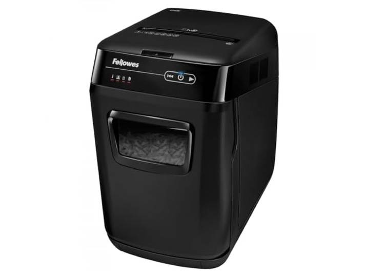 Fellowes Destructeur de Documents Automatique AutoMax 150C\, Coupe Croisée\, Sécurité DIN P-4\, 150 Feuilles\, Corbeille 32L\, Professionnel\, Auto Reverse\, Silencieux\, Mise en Veille Automatique\, 4680101