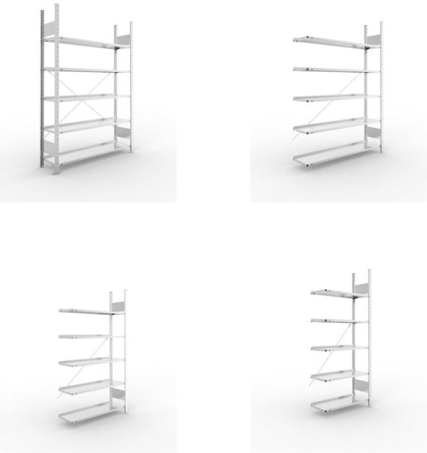 Meta Set Büroregal S3 COMPACT, 1850x1250x300 mm mit 5 Böden + Büro-Anbauregal S3 COMPACT, 1850x1250x300 mm mit 5 Böden + Büro-Anbauregal S3 COMPACT, 1850x1000x300 mm mit 5 Böden + Büro-Anbauregal S3 COMPACT, 1850x750x300 mm mit 5 Böden