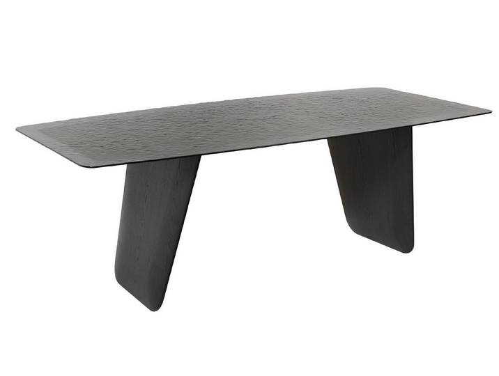Xlmoebel Esstisch Moderner schwarzer Esstisch aus Holz mit einzigartiger Glasplatte, Made in Europa