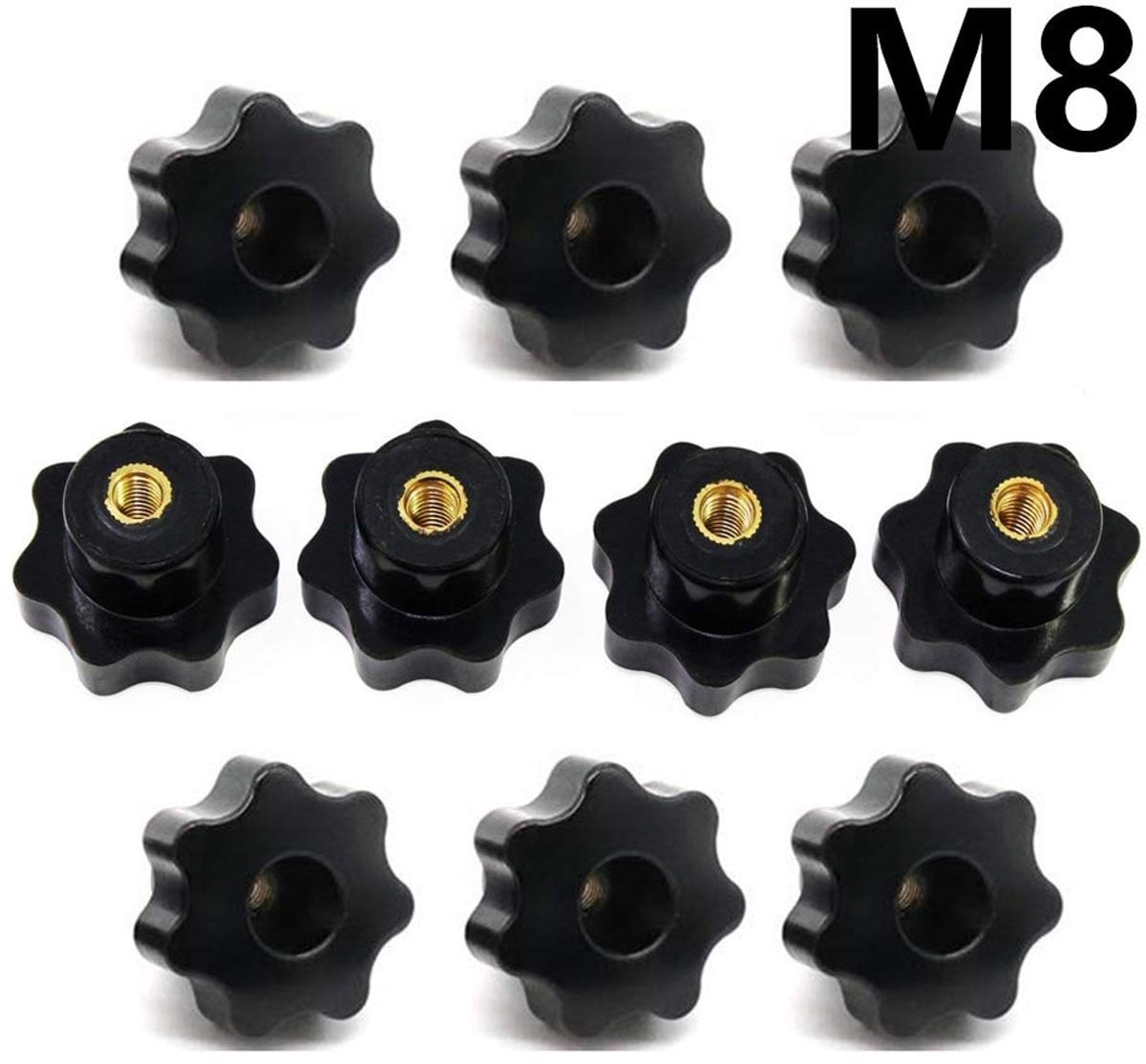 10 Stuks M8 Vrouwelijke Stervormige Draaiknoppen met Schroefdraad voor Apparatuur