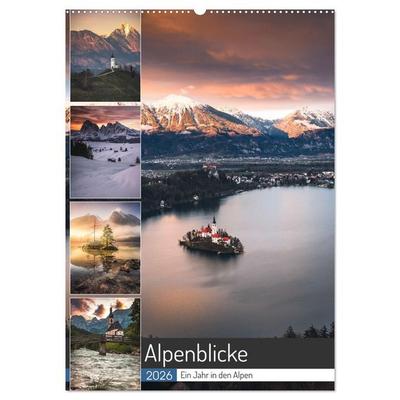 Alpenblicke - Ein Jahr in den Alpen (Wandkalender 2026 DIN A2 hoch), CALVENDO Monatskalender