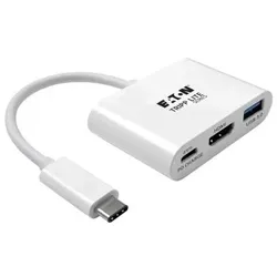 Eaton Tripp Lite Series USB-C zu HDMI Adapter mit USB-A Port and PD-Aufladung, HDCP, Weiß