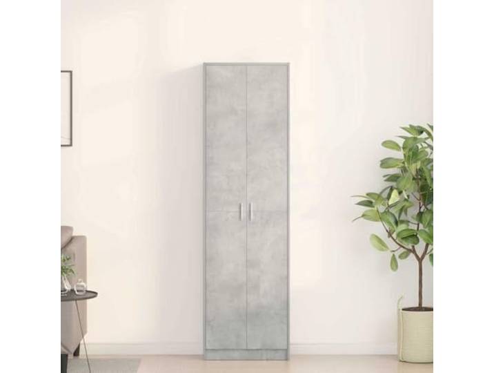 Kleiderschrank Beton Grau 55 x 25 x 189 cm Holzwerkstoff Flügeltüren,Stangengriffe,Brettregale,Schlafzimmer,feuchtigkeitsbeständig,schlichte Eleganz
