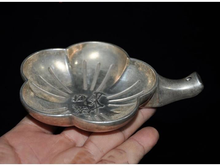 5 chinois tibétain argent fleurs statue plaque plateau stylo lavage cendrier statue