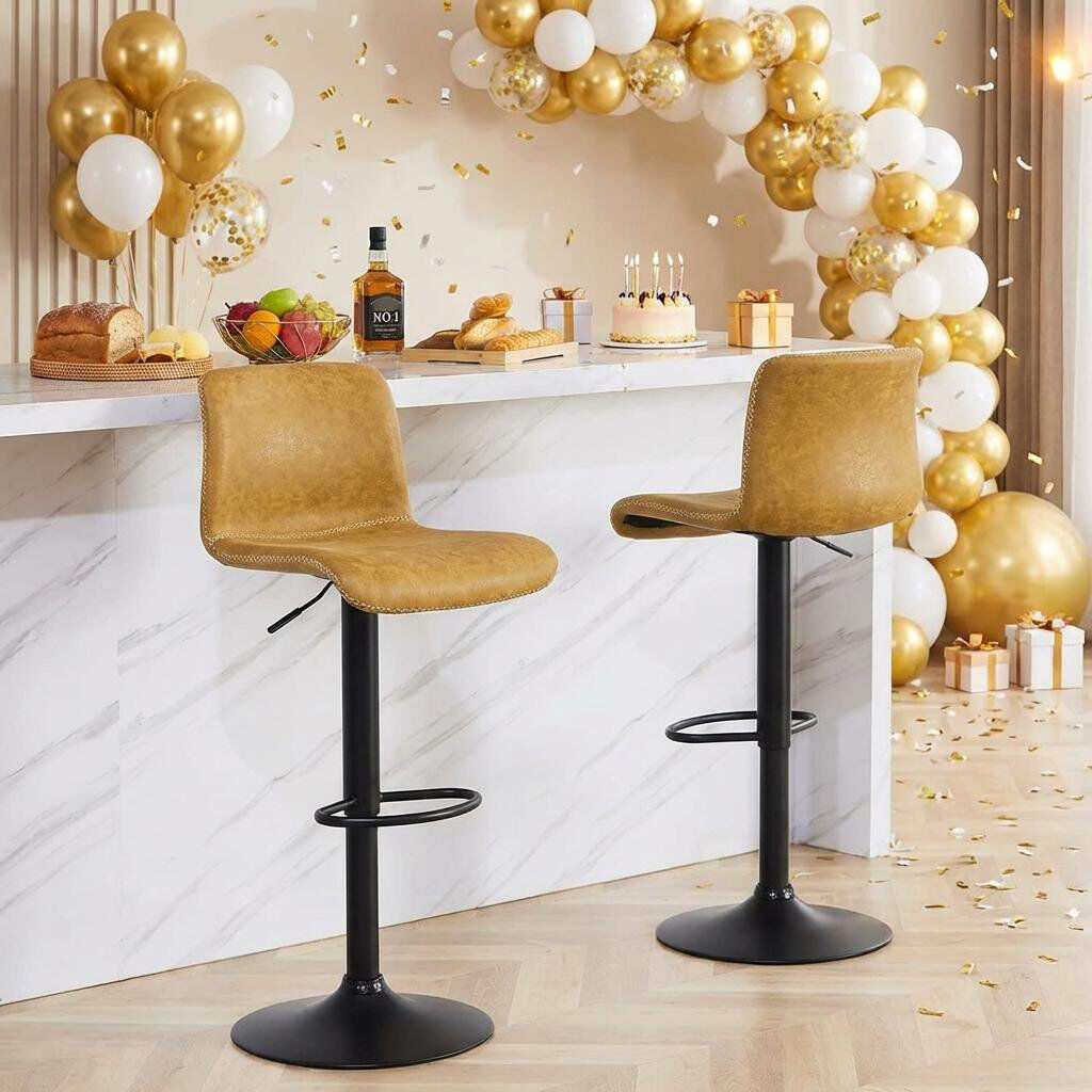 17 Stories Swivel Adjustable Height Bar Stool Black 4