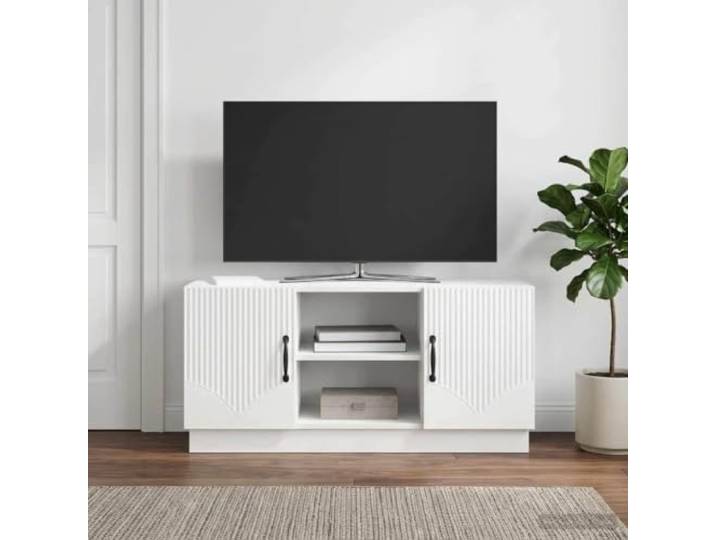 TV-Schrank 102 x 34,5 x 47 cm Hochglanz Weiß Holzwerkstoff Entertainment Vielseitig, moderne Optik, langlebiger Holzwerkstoff, praktische Aufbewahrung, kompaktes Design