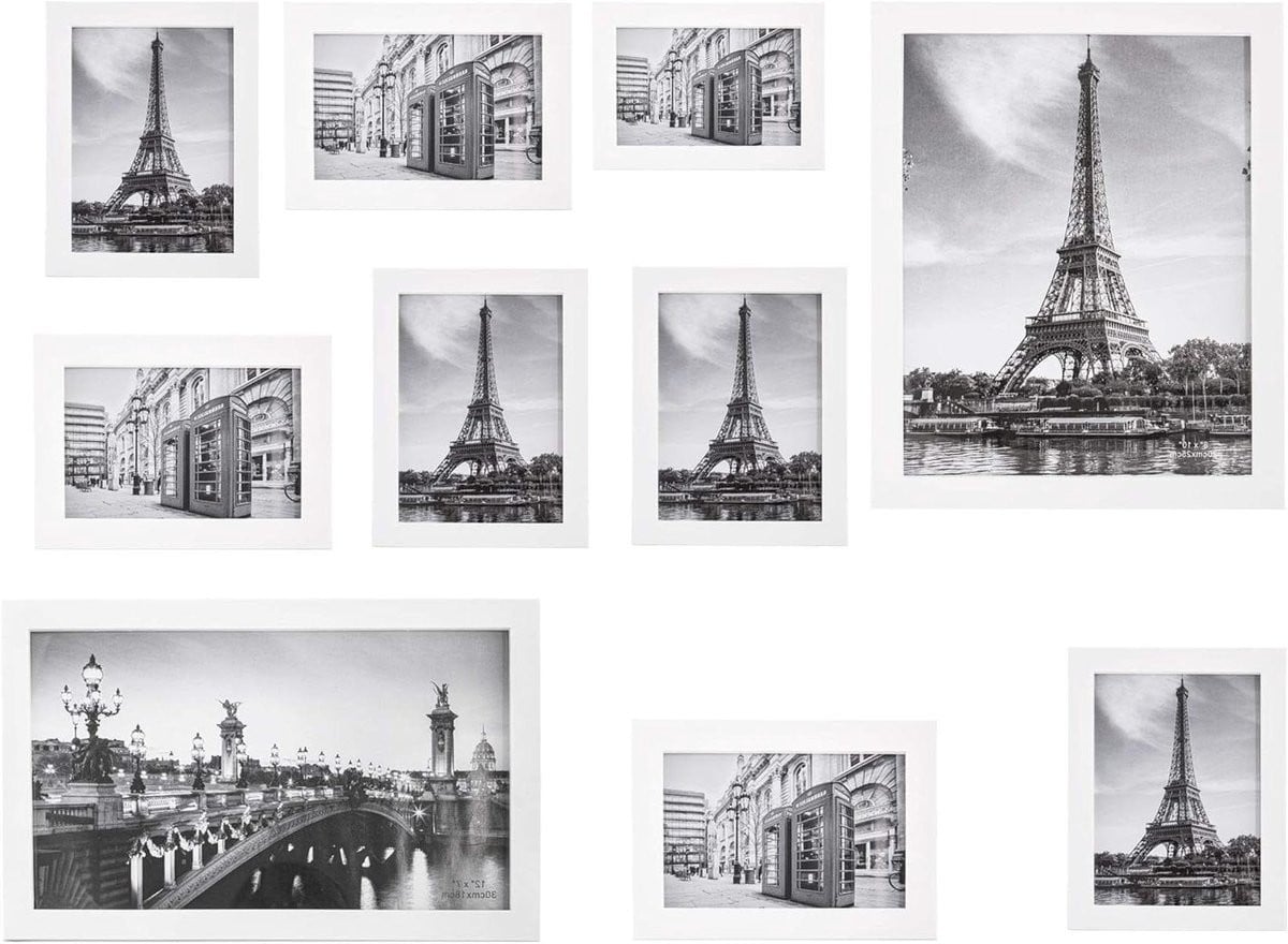 Wit Fotolijst Collage Set voor Muurdecoratie met 10 Foto's