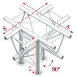 Milos Pro-30 Triangle F Truss - Cross + down - 5-way - apex down - 71 cm ACF53 - 90° corner - F