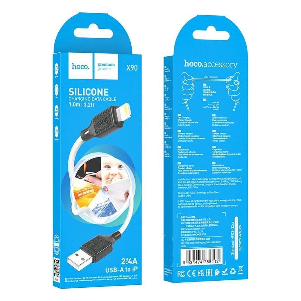 Hoco USB-A to Lightning X90, 18W, 2A, 1m, weiss (1 m, USB 2.0, 18 W) (49571907)
