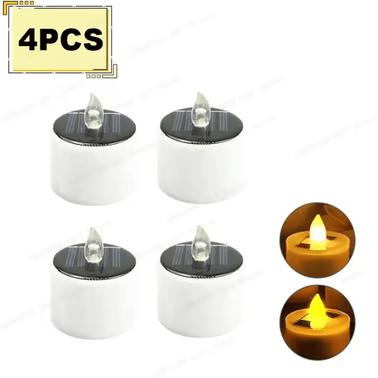 Inspire Curations Solar Tea Light Candles Waterproof Flameless LED Outdoor Lights 4pcs warmlight