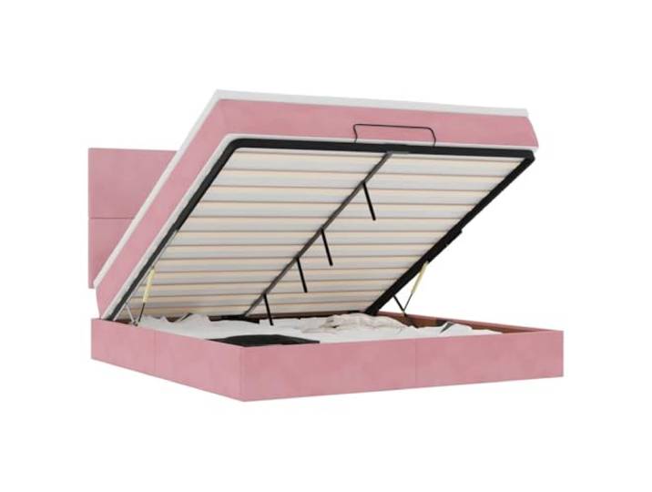 Samt Höhenverstellbar Schlafzimmer Bettgestell mit Kopfteil Rosa 160x200 cm Bettgestell mit Kopfteil Rosa 160x200 cm Samt Höhenverstellbar Polsterbett mit Stützbeinen Stabiler Bettrahmen für