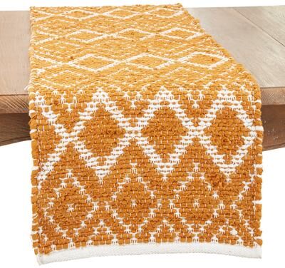 Saro Lifestyle Handcrafted Delight Diamond Chindi Table Runner