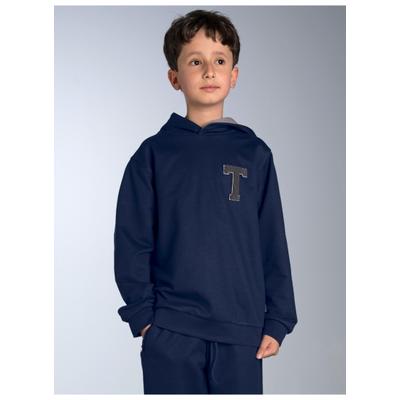 Kapuzensweatshirt TRIGEMA "TRIGEMA Hoodie mit trigema Moos-Patch", Jungen, Gr. 116, navy, Sweatware, 70% Baumwolle, 30% Polyester, Basic, ohne Ausschnitt, Sweatshirts