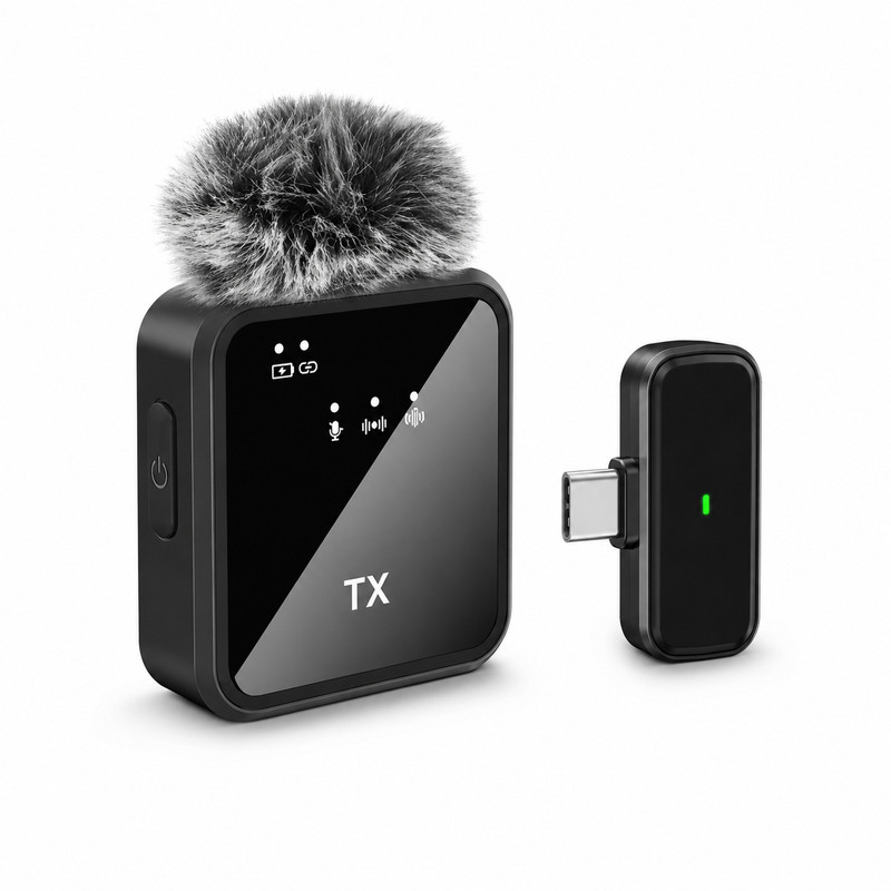 Verbex ST5 enkele microfoon met universele aansluiting en draadloze knoopvormige mini-dasspeldmicrofoon voor livestreams