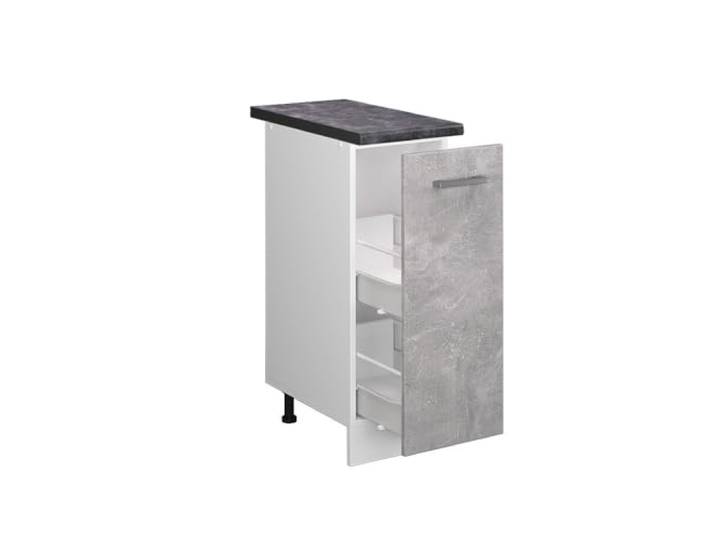 Vicco Apothekerschrank R-Line, Beton, 30 cm 1 Auszug · Arbeitsplatte Anthrazit · Höhenverst. Füße · 2 Einlegeböden · Frei kombinierbar
