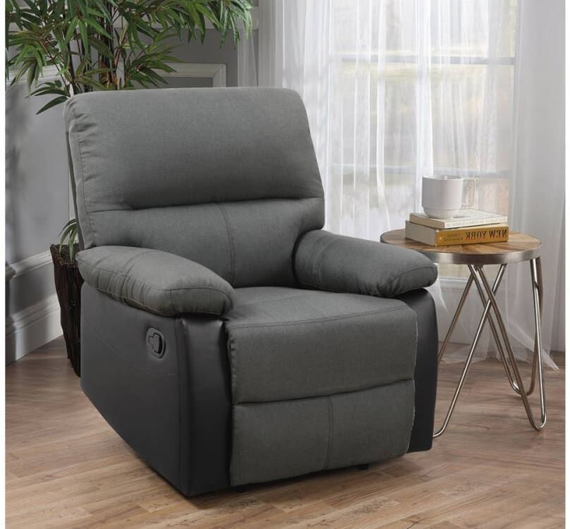 Habitat & Jardin Fauteuil en pvc et polyester (230g/m²) noir/gris foncé Noir 90x103x89cm