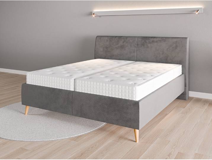 Lattenrost-Bett 180x200 Nr. 1 - Grau (Mausgrau) - Grober Mikrofaserstoff