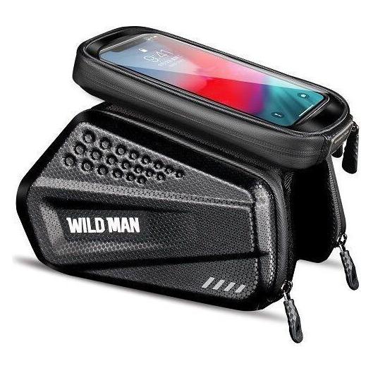 Wildman Bicycle accessory traveling bag for bike frame with zipper 1,2L (4"-7") ES6 black (1.20 l, Rahmentasche) (59962580)