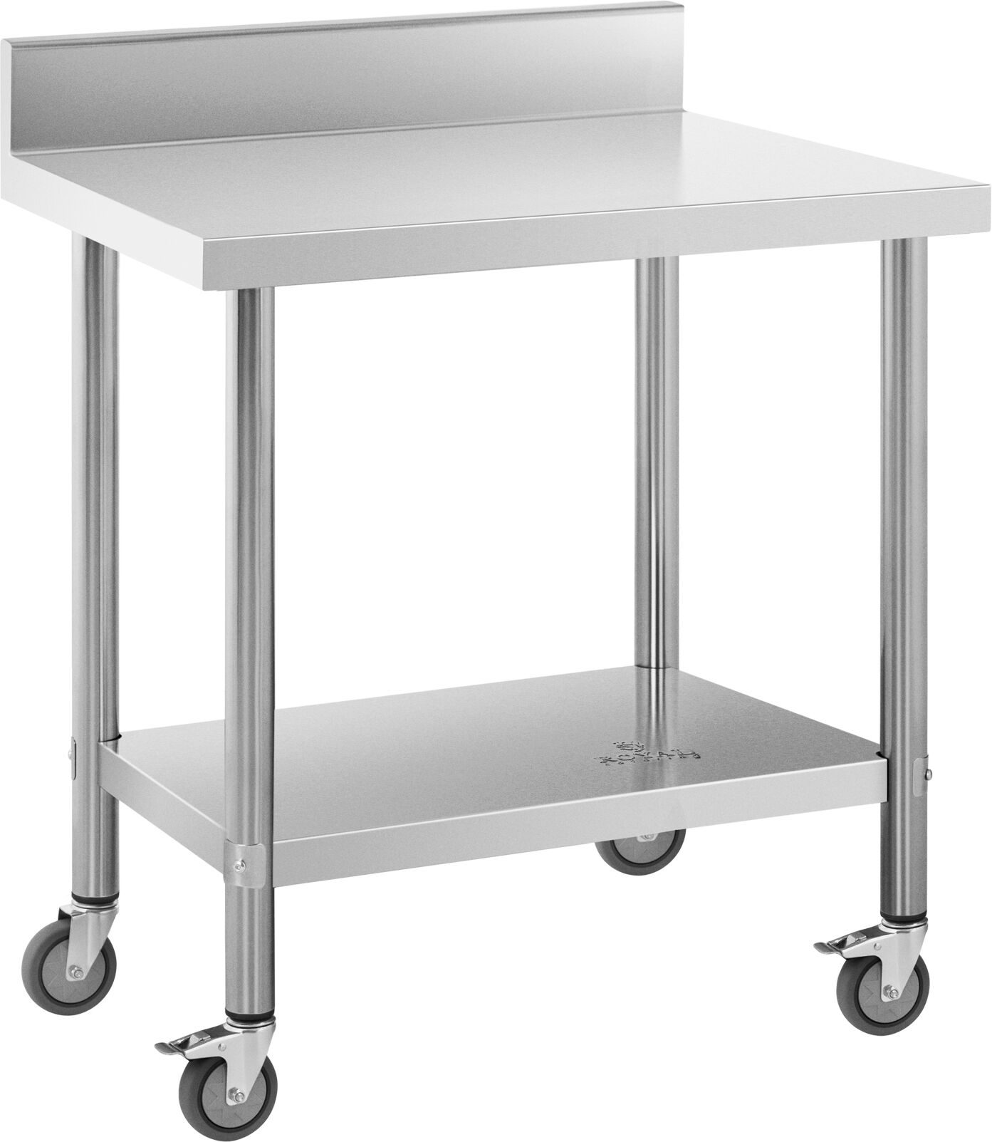 Edelstahltisch mit Rollen - PREMIUM - 60 x 80 cm - 135 kg - Aufkantung - Royal Catering