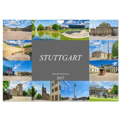 Stuttgart Stadtrundgang (Wandkalender 2027 DIN A4 quer), CALVENDO Monatskalender